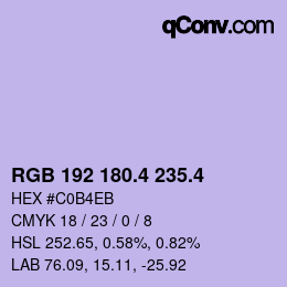カラーコード: RGB 192 180.4 235.4 | qconv.com