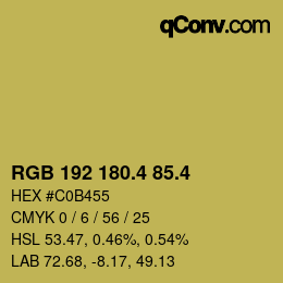 カラーコード: RGB 192 180.4 85.4 | qconv.com