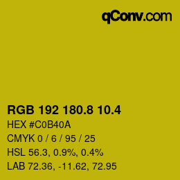 カラーコード: RGB 192 180.8 10.4 | qconv.com
