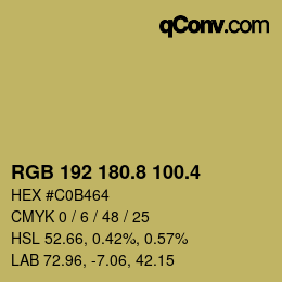 カラーコード: RGB 192 180.8 100.4 | qconv.com