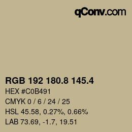 カラーコード: RGB 192 180.8 145.4 | qconv.com