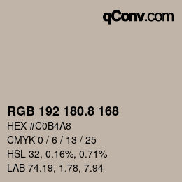 カラーコード: RGB 192 180.8 168 | qconv.com
