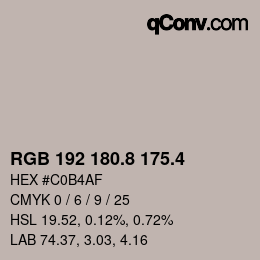 カラーコード: RGB 192 180.8 175.4 | qconv.com