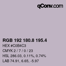 カラーコード: RGB 192 180.8 195.4 | qconv.com