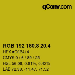 カラーコード: RGB 192 180.8 20.4 | qconv.com