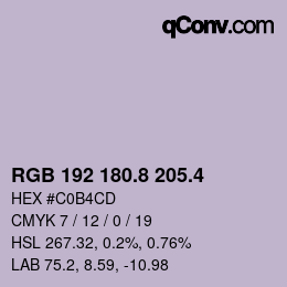 カラーコード: RGB 192 180.8 205.4 | qconv.com
