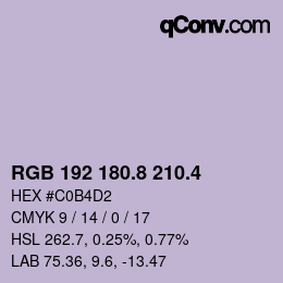 カラーコード: RGB 192 180.8 210.4 | qconv.com