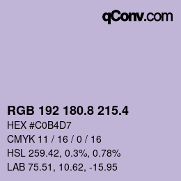 カラーコード: RGB 192 180.8 215.4 | qconv.com