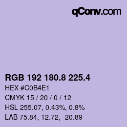 カラーコード: RGB 192 180.8 225.4 | qconv.com