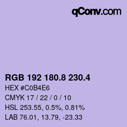 カラーコード: RGB 192 180.8 230.4 | qconv.com