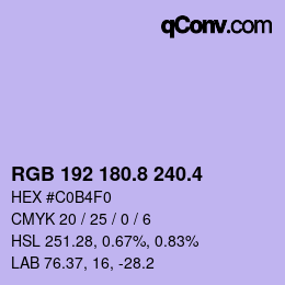 カラーコード: RGB 192 180.8 240.4 | qconv.com
