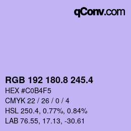 カラーコード: RGB 192 180.8 245.4 | qconv.com