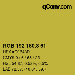 Color code: RGB 192 180.8 61 | qconv.com