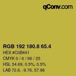 カラーコード: RGB 192 180.8 65.4 | qconv.com