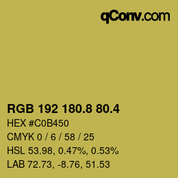 カラーコード: RGB 192 180.8 80.4 | qconv.com