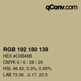 Color code: RGB 192 180 139 | qconv.com