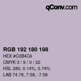 Código de color: RGB 192 180 198 | qconv.com
