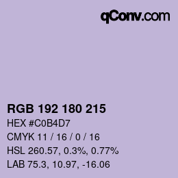 Color code: RGB 192 180 215 | qconv.com