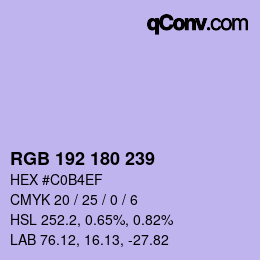 カラーコード: RGB 192 180 239 | qconv.com