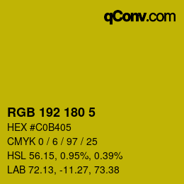 Color code: RGB 192 180 5 | qconv.com