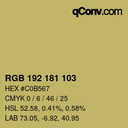 Color code: RGB 192 181 103 | qconv.com