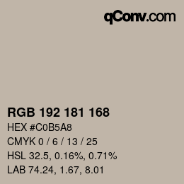 Color code: RGB 192 181 168 | qconv.com