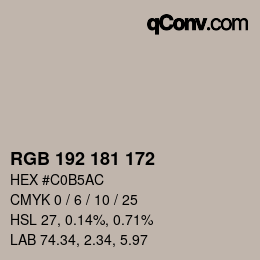 Code couleur: RGB 192 181 172 | qconv.com