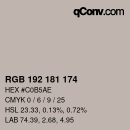 カラーコード: RGB 192 181 174 | qconv.com
