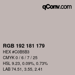 Color code: RGB 192 181 179 | qconv.com