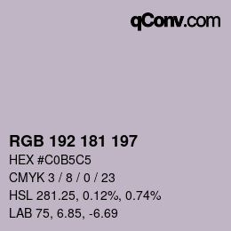 颜色代码: RGB 192 181 197 | qconv.com