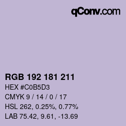 カラーコード: RGB 192 181 211 | qconv.com