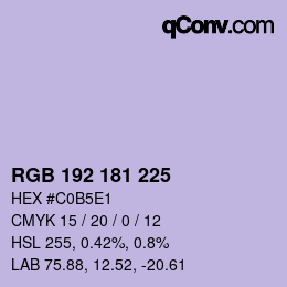 Color code: RGB 192 181 225 | qconv.com