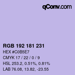 Color code: RGB 192 181 231 | qconv.com