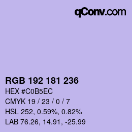 Color code: RGB 192 181 236 | qconv.com