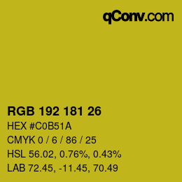 カラーコード: RGB 192 181 26 | qconv.com