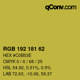 Color code: RGB 192 181 62 | qconv.com