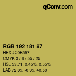 Color code: RGB 192 181 87 | qconv.com