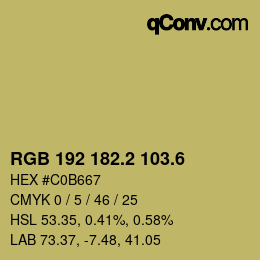 カラーコード: RGB 192 182.2 103.6 | qconv.com