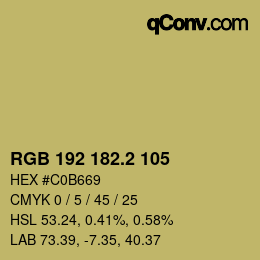 カラーコード: RGB 192 182.2 105 | qconv.com