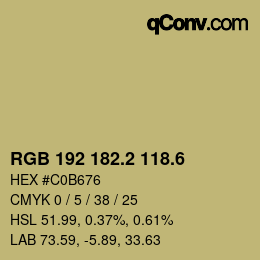 カラーコード: RGB 192 182.2 118.6 | qconv.com