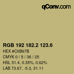 カラーコード: RGB 192 182.2 123.6 | qconv.com