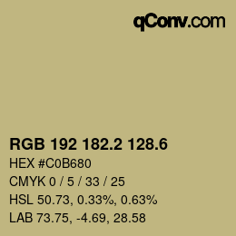 カラーコード: RGB 192 182.2 128.6 | qconv.com