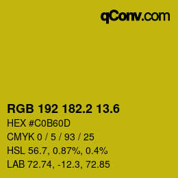 カラーコード: RGB 192 182.2 13.6 | qconv.com
