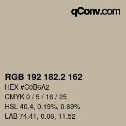 カラーコード: RGB 192 182.2 162 | qconv.com