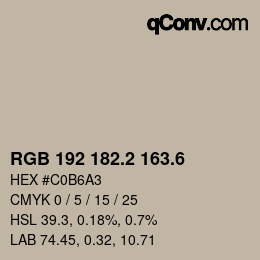 カラーコード: RGB 192 182.2 163.6 | qconv.com
