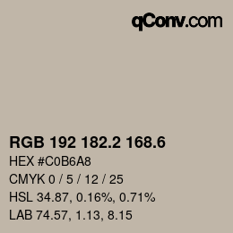 カラーコード: RGB 192 182.2 168.6 | qconv.com