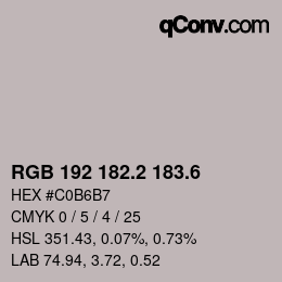 カラーコード: RGB 192 182.2 183.6 | qconv.com