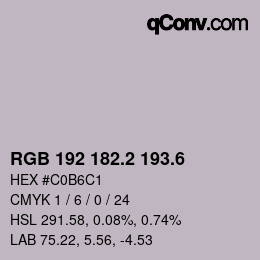 カラーコード: RGB 192 182.2 193.6 | qconv.com