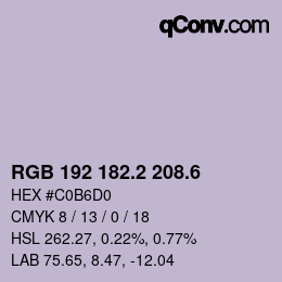 カラーコード: RGB 192 182.2 208.6 | qconv.com