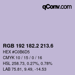 カラーコード: RGB 192 182.2 213.6 | qconv.com